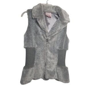 Romeo & Juliet Couture Wool Blend Faux Fur Grey Shabby Chic Y2K Vest Sz L